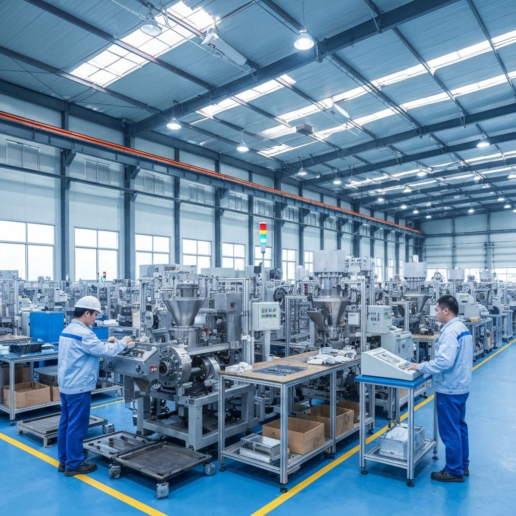 SXPKM PACK manufacturing facility in Taizhou, China producing industrial packaging machines