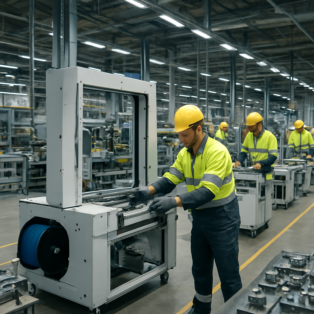 Factory production floor assembling automatic packaging machines
